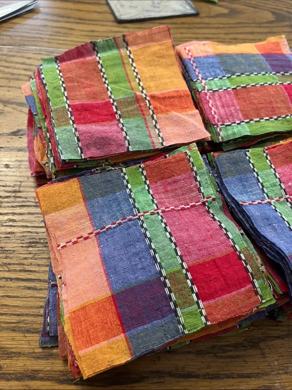 Quilt patchwork Colorful Plaid Cotton Set of Multicolor Squares